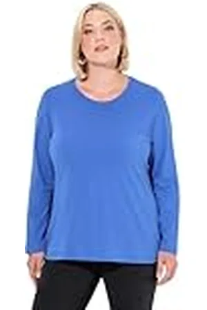 Ulla Popken Dames, slim, ronde hals, lange mouwen, tuniekshirt, , 58-60