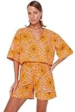Trendyol Vrouwen Animal Print Geweven Blouse-Shorts Tweedelige Set, , 36, , 62 NL