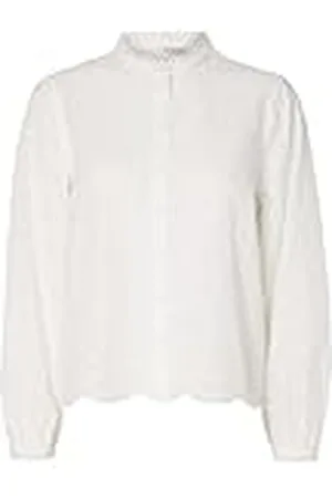 SELECTED Ausgewählte Femme Dames Blouse met Broderie Anglaise Ontwerp Schelpzoom Fijne Hemd, Colour: , Size:34