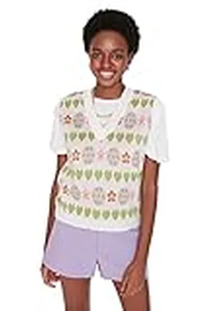 Trendyol Dames V-hals effen kleuren nauwsluitend gebreid vest sweater, , S, , S