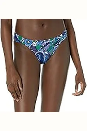 Amazon Bikinibroekje aan de zijkant voor dames, diepblauw paisley, medium