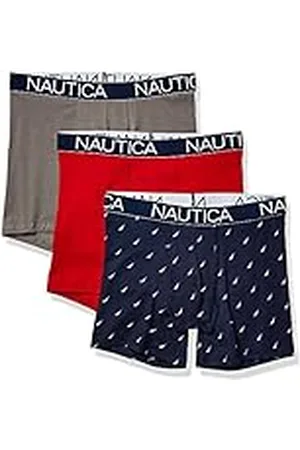 Nautica Boxershort voor heren (pak van 3), rood/platina grijs/zeil print pauw, XL