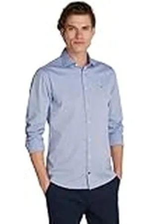Tommy Hilfiger Heren CL W-Oxford Dobby SF Shirt L/S Shirt, aangepaste kleur donker marineblauw, 46W, , 50