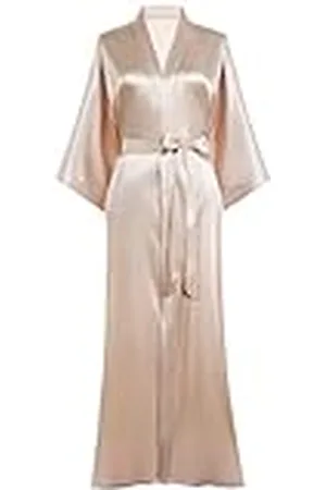 Prodesign Ochtendjas dames badjas satijn kimono lang met riem effen nachtkleding lichte slaapjas, , onesize grote maten