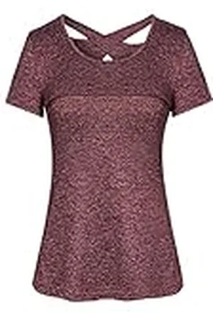 Sykooria T-shirt voor dames, sportshirt met korte mouwen, ademend, sneldrogend, elastisch, yoga gym T-shirt, , XL