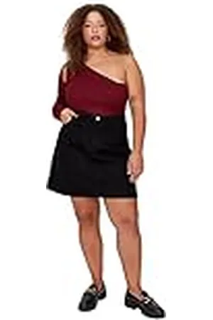 Trendyol Dames Plus Size Mini A-lijn Skater Denim Plus Size Rok, , 3XL, , 3XL