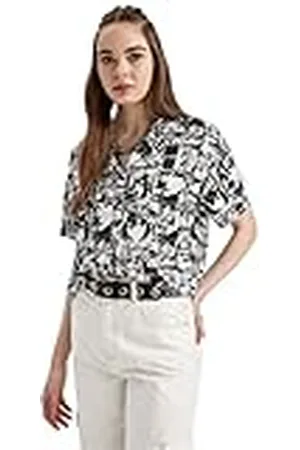 DeFacto Hemdblouse met korte mouwen voor dames, hemd met knopen voor vrijetijdskleding, , XS