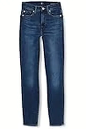 7 for all Mankind Hw Skinny Slim Illusion High ighline met versierde Squiggle Jeans voor dames, , 27W x 27L