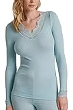 Calida Silky Wool Joy Top lange mouwen / 3/4 mouw Sterling Blue, maat 48-50, , 48/50 NL