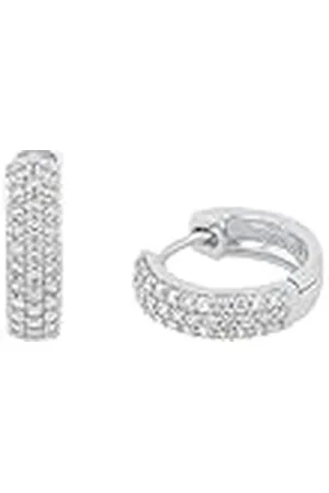 QS by s.Oliver Creolen 925 Sterling Silber Damen Ohrschmuck, mit Zirkonia synth., 1,5 cm, Silber, Kommt in Schmuck Geschenk Box, 2027615