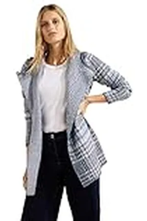 CECIL Tos Check Gebreid vest met capuchon voor dames, Marineblauw , M