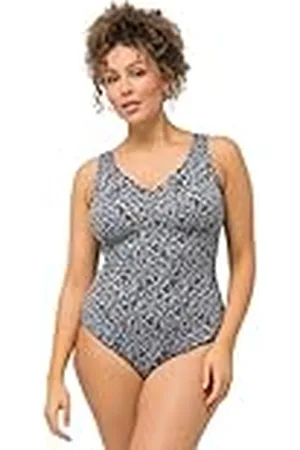 Ulla Popken Dames, grote maten, badpak, laura, bladeren met structuur, , 62