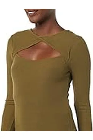 Amazon Dames Fine Rib Lange Mouw Uitsparing Bodysuit (voorheen Daily Ritual), , XX-Large