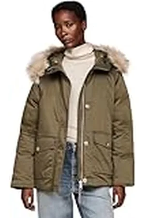 Tommy Hilfiger Dames GEPADDEERDE PARKA MET FUR WW0WW42744, Parka jas, kaki, XXS, , XXS