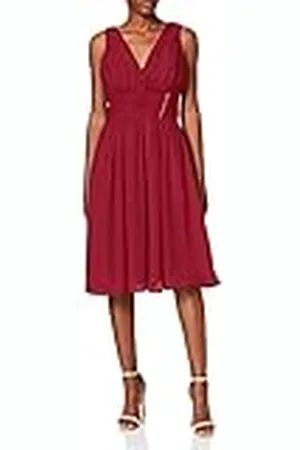 Astrapahl Cocktailjurk voor dames, neckholder, knielang, rood, 34