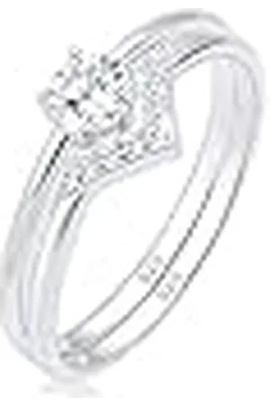 Elli Ring Dames Set Solitaire Driehoek Zirkonia Precious in 925 Sterling