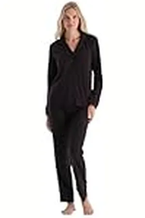 Dagi Dames Dark Brown Lace gedetailleerd shirt en broek pyjamaset, S, , S