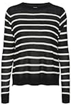 VERO MODA Dames Fijngebreide Trui Ronde hals Strepen Zachte Longsleeve VMNOVA, Colour: , Size:S