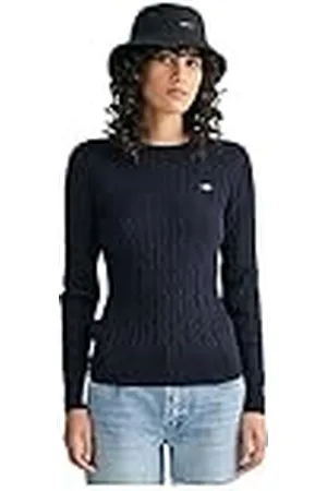 GANT Dames Stretch Cotton Cable C-Neck Trui, , Standaard, , XL