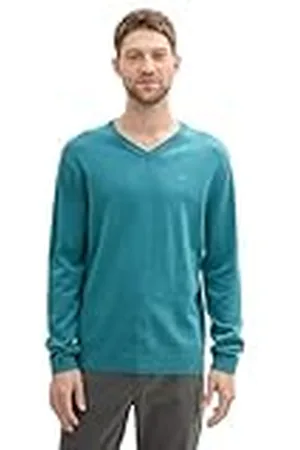 TOM TAILOR Basic pullover voor heren met V-hals van katoen, , 3XL