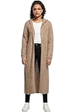 Urban classics Gebreid damesvest met capuchon, knielange jas voor vrouwen, in 5 kleuren, maten XS - 5XL, , XL
