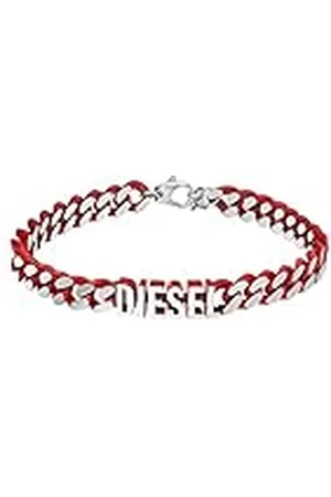 Diesel Pulsera De Acero Para Hombre, Longitud: 195mm+15mm, Anchura: 21.9mm, Altura: 8mm Pulsera Roja De Acero Inoxidable, DX1415040