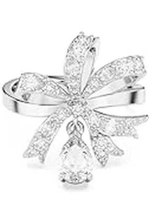 Swarovski Volta Cocktailring, Strik, Wit, Rodium Toplaag