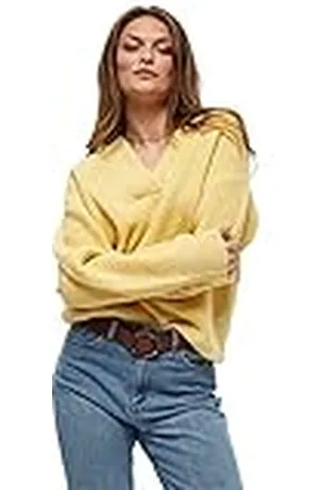 Peppercorn Dames Penelope V-hals Pullover Sweater, Lichtgeel gemêleerd, S