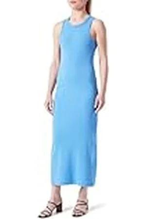 Tommy Hilfiger Dames Slim 5X2 Rib MIDI Jurk NS Blue Spell XS, , XS