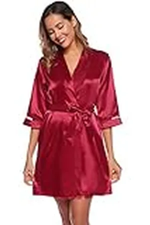 Sykooria Pyjama Kimono voor Dames Set van 2-delige sexy nachthemden in zachte stoffen elegante korte badjas nachthemd in satijn van kant