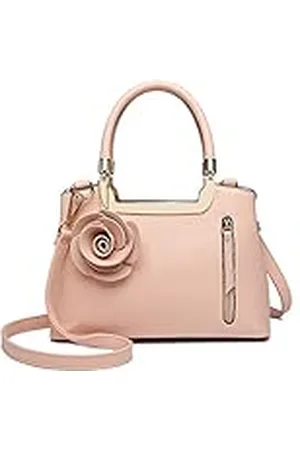 MISS LULÙ Vrouwen Elegante Top Handvat Tas Kleine Trend Schoudertas Pu Lederen Bloem Charm Gestructureerde Handtas Crossbody Tas, , Medium