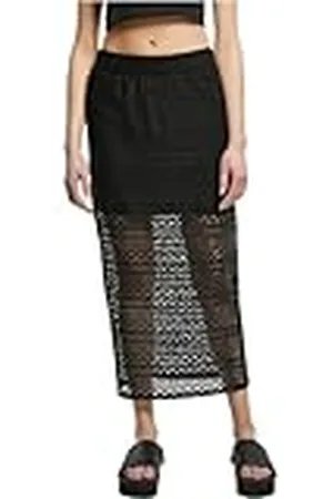 Urban classics Dames Ladies Stretch Crochet Lace Midi Rok, , 5XL