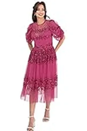 Maya Deluxe Dames Midi dames pailletten verfraaid korte mouwen jurk voor bruiloft gast bruidsmeisje prom bal avond gelegenheid, , 48