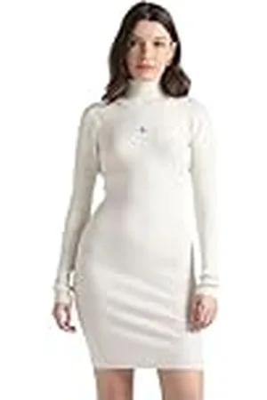 Calvin Klein Jeans Dames Badge Roll Neck Sweater Jurk, , L