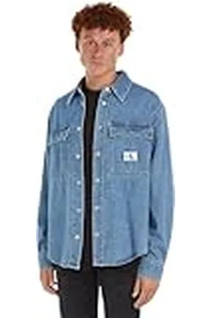 Calvin Klein Jeans Heren Relaxed Linear Denim Shirt Casual, , S