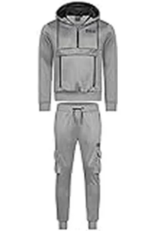 Benlee Rocky Marciano Benlee trainingspak voor heren, grijs S Moorpark | sportpak met capuchon smalle pasvorm trainingspak met ritssluiting en zakken fleece warm huispak heren, , S