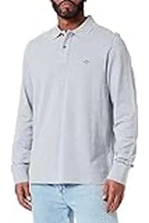 GANT REG Shield LS Pique Rugger Poloshirt voor heren, grijs melange, standaard, , 4XL