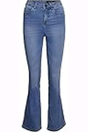 Noisy May NMSALLIE HW Flare Jeans VI162LB - Flare Fit - Blauw - Light Blue Denim W25-W32 Stretch Jeans 75% Katoen, , 27W x 32L