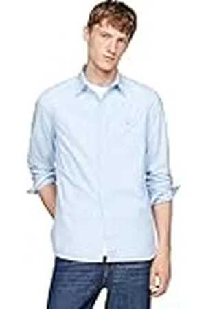 Tommy Hilfiger Heren Micro Gingham POPLIN SF Shirt MW0MW34570, L/S shirt, blauw, XXXL, , 3XL grote maten