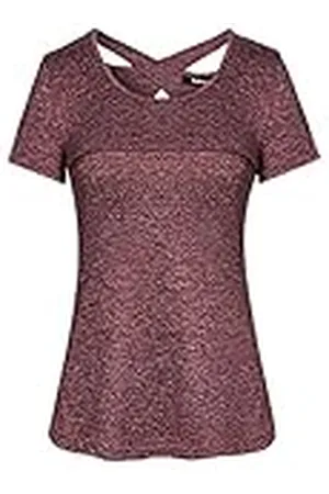 Sykooria Sport T-shirt dames korte mouwen ronde hals sportshirt bovenstuk fitness T-shirts licht ademend loopshirt yoga gym tops activewear trainingsshirt functioneel shirt S-3XL, , XXL