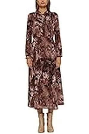 ESPRIT Gerecycleerd: Midi-jurk van chiffon met print, , 32