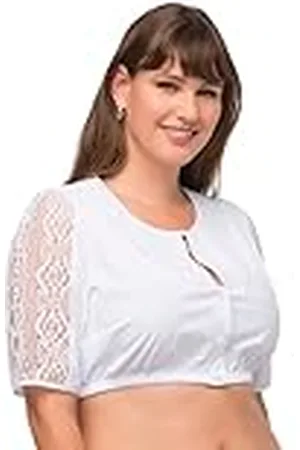 Ulla Popken Dames, grote maten, dirndlblouse met kant, , 56 NL