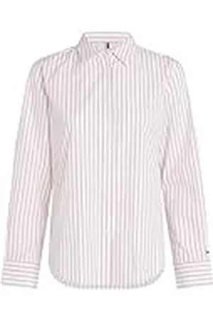 Tommy Hilfiger Dames Stripe Regular Shirt L/S, Klassieke Shirting Stp/Roze, 60