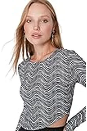 Trendyol Vrouwen vrouw uitgerust asymmetrische ronde hals gebreide blouse shirt, multi-Color, M, Meerkleurig, M