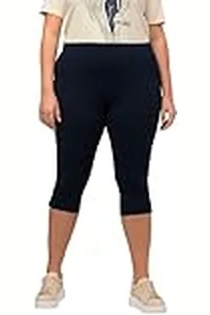 Ulla Popken Dames grote maten grote maten plus size capri-legging, kant kant, biologisch katoen marine 42+ 747170130-42+, , 32W x 32L