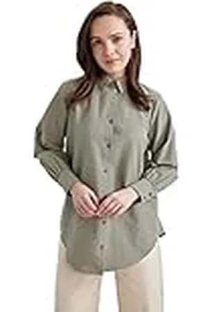 DeFacto Hemdblouse met lange mouwen voor dames, hemd met knopen voor vrijetijdskleding, , L