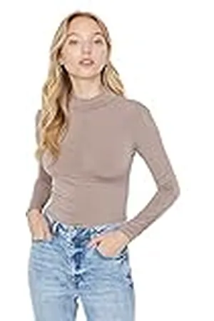 Trendyol Dames dames getailleerd Bodycon Crew Neck Knit Bodysuit Shirt, nertsen kleur, S, , S