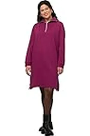 Ulla Popken Dames sweatjurk met troyerkraag jurken, , 54/56 Grote maten