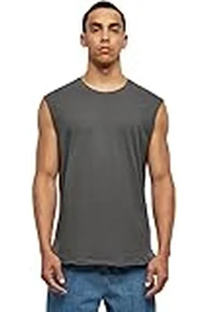 Urban classics Heren T-shirt Open Edge Mouwloos T-shirt voor mannen, ronde hals, katoen, verkrijgbaar in vele kleuren, maten XS-5XL, , XXL