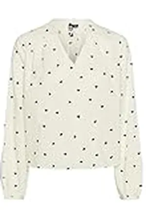 Pieces® Pcnine Ls V-hals Top BC T-shirt met lange mouwen, Egret/BOB: harten, XL dames, , XL